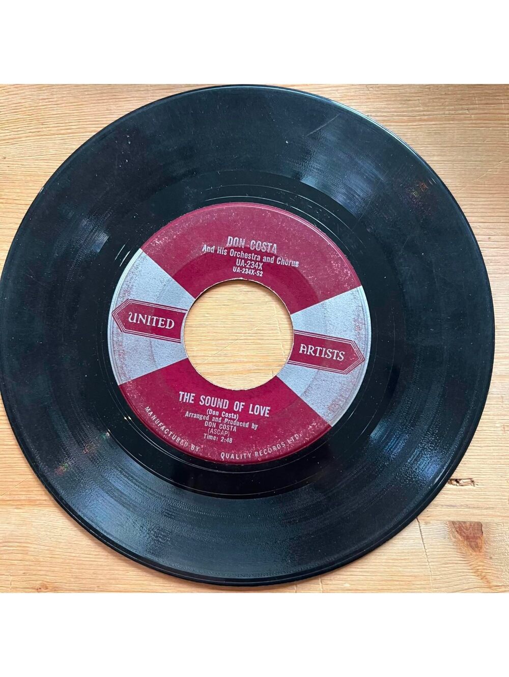 Don Costa - The Sound of Love/Never on Sunday 45rpm VG+ R10